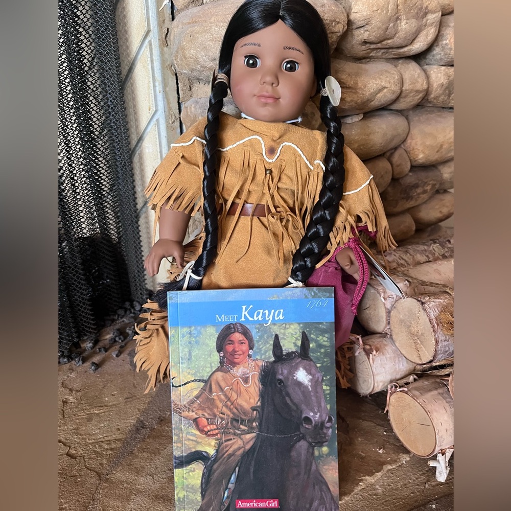 American Girl Kaya Doll with Braided Black Hair and Tan Fringe Outfit